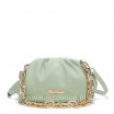 POUCH GOLD CHAIN EMBELLISHED CLUTH GREEN