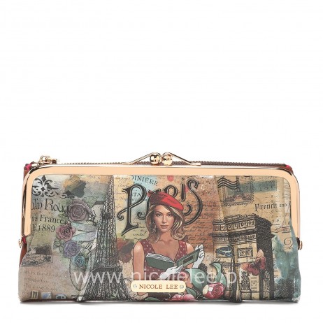 Paris fashion week bifold kisslock wallet, portfel