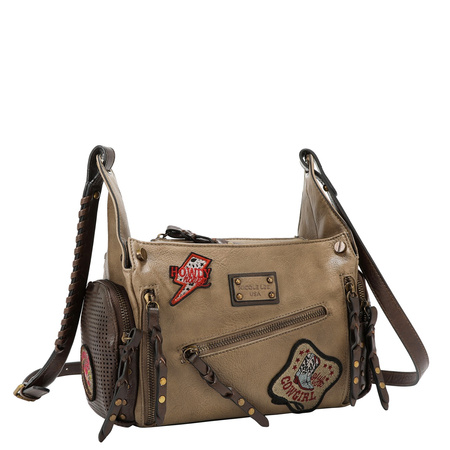Multi patch crossbody, taupe, torebka
