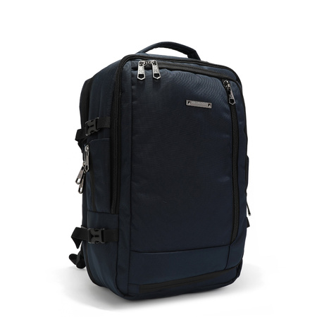 Travel backpack, navy, plecak podróżny z USB