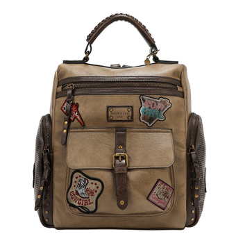 Multi patch backpack, taupe, plecak