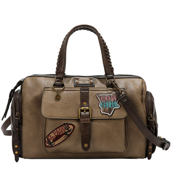 Multi patch boston bag, taupe, torebka