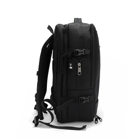 Travel backpack, black, plecak podróżny z USB