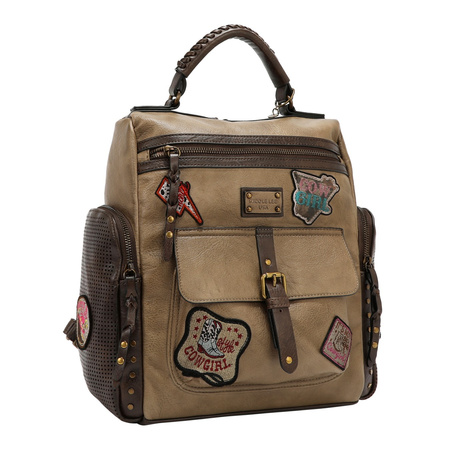 Multi patch backpack, taupe, plecak
